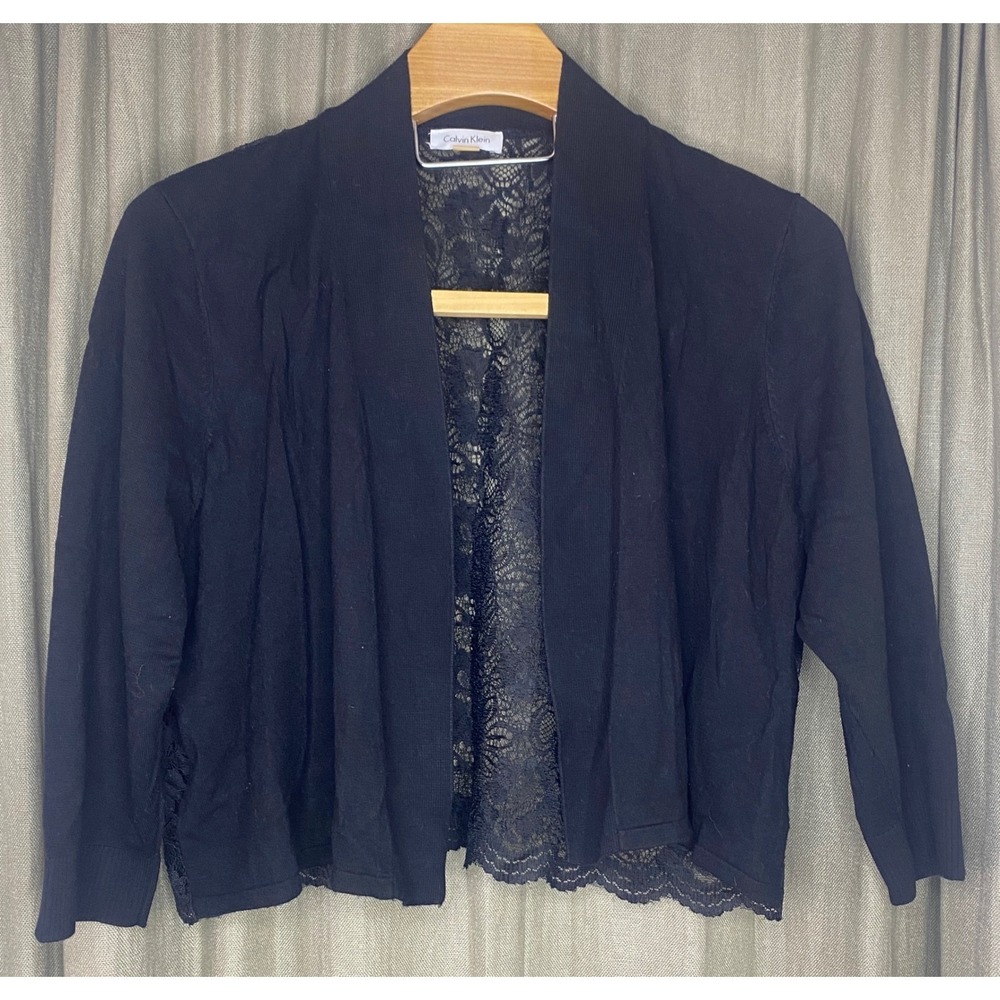Calvin‎ Klein Black Lace back Cardigan Sweater Jacket Women's. 3X